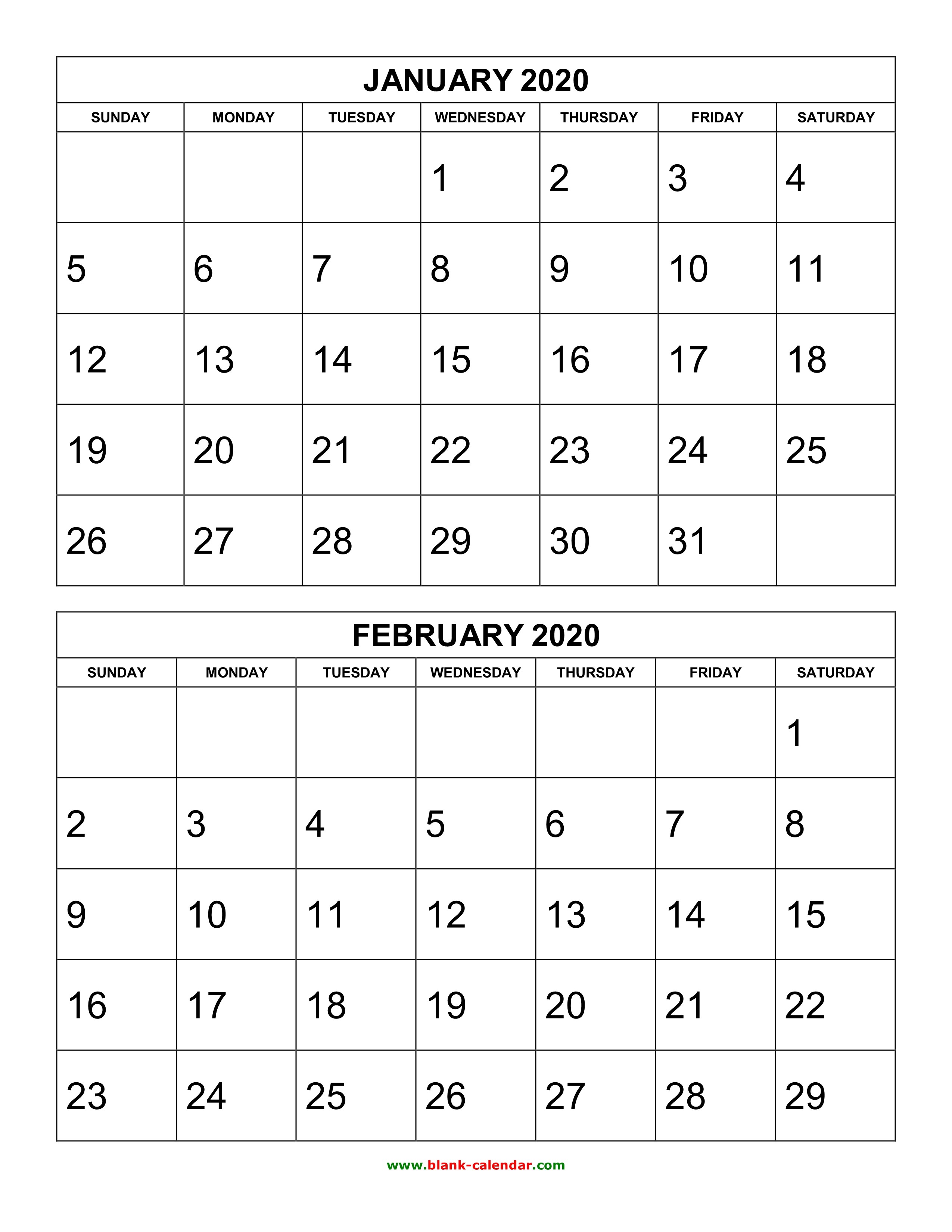 Free Printable 2020 Calendars by Month Free Download Printable Calendar 2020 2 Months Per Page