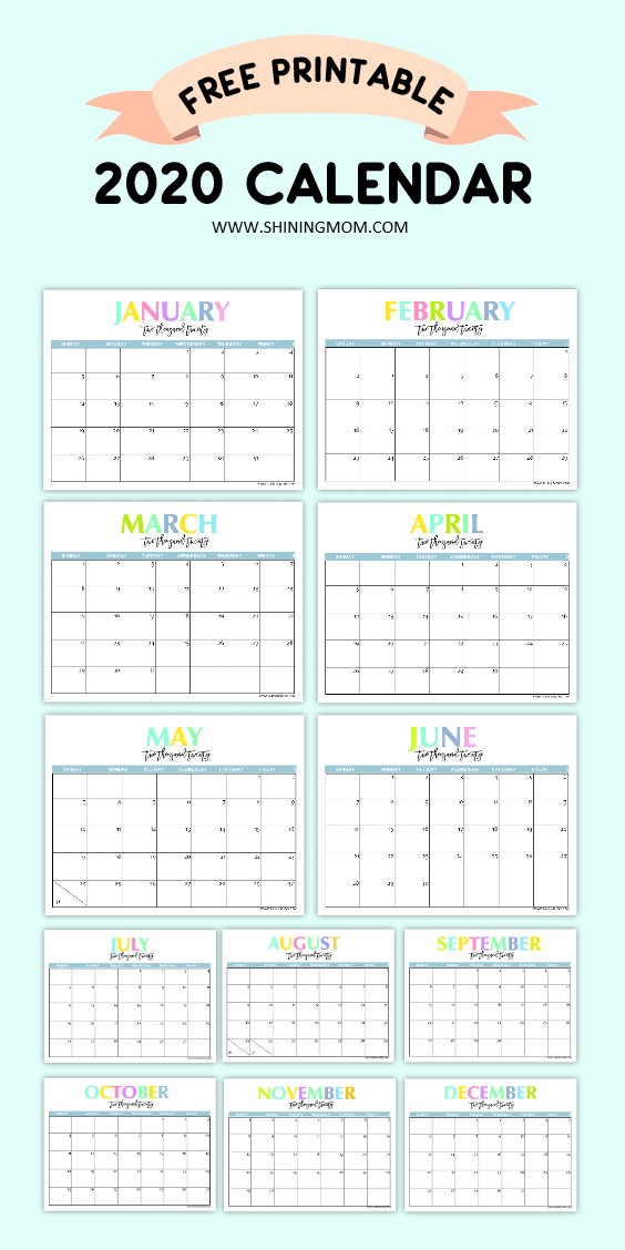 free printable 2020 calendar