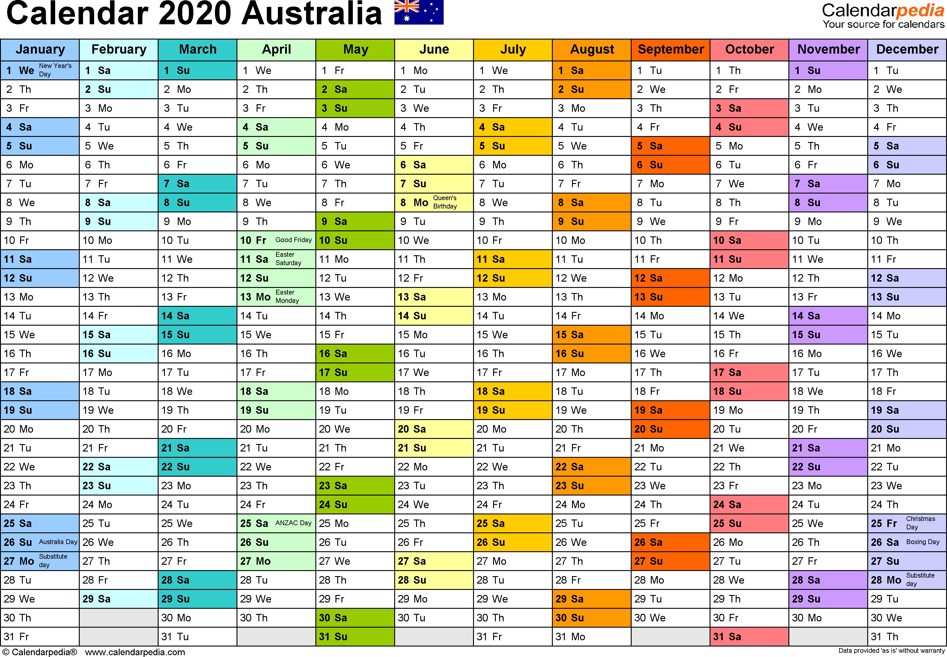 australia calendar 2020 pdf templates