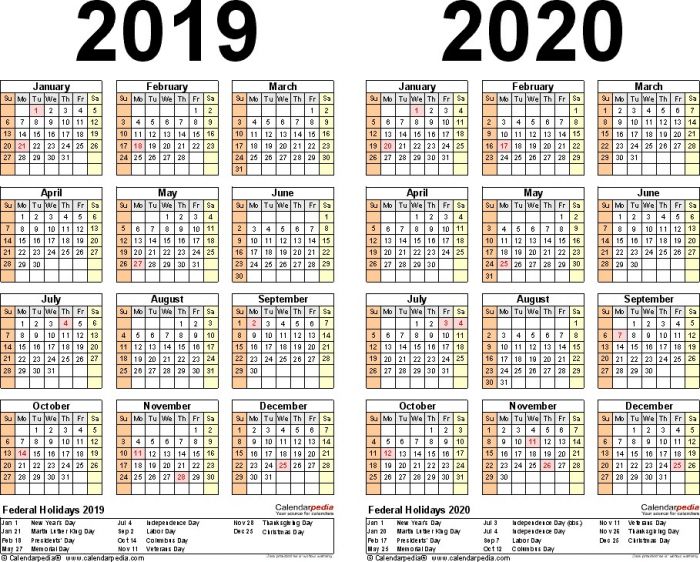 2020 Calendar with Federal Holidays Printable | Free Printable Calendar ...