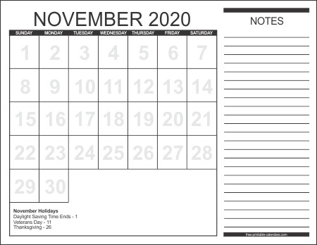 2020 free printable calendars