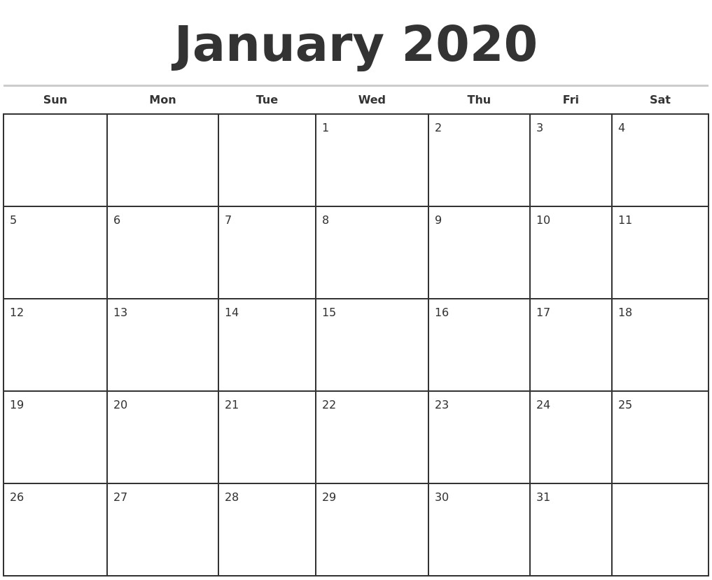 june 2020 blank monthly calendar