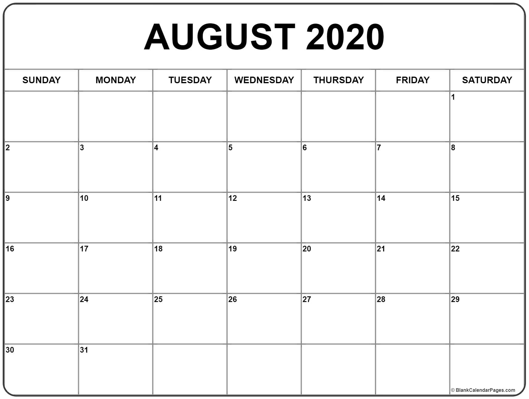 CAL=August 2020 calendar