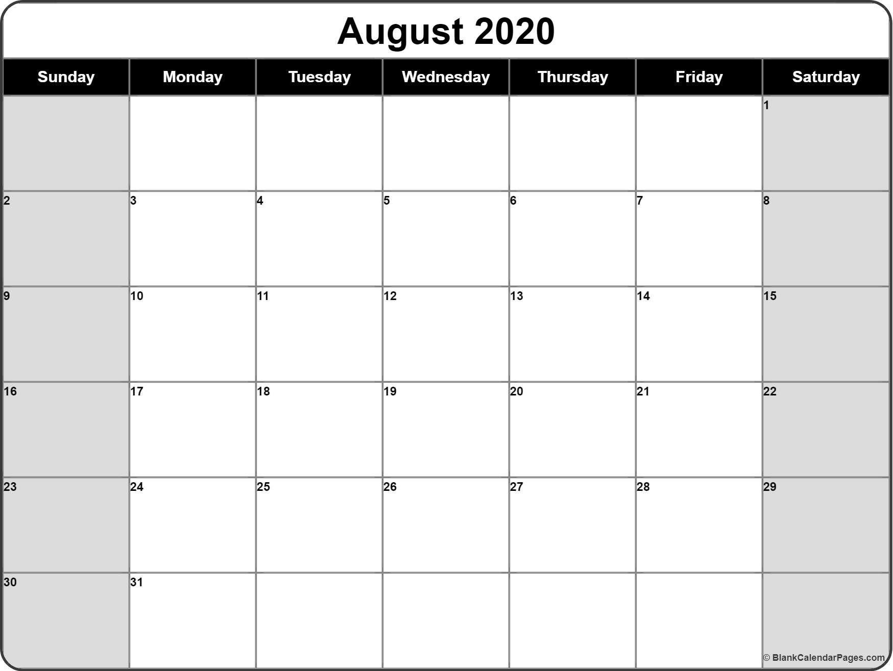 CAL=August 2020 calendar