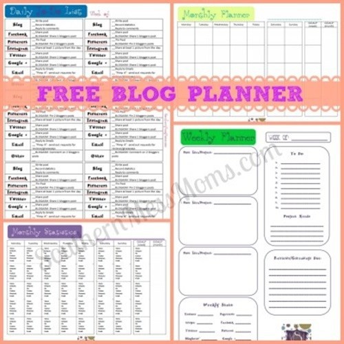 12 free printable blog planners