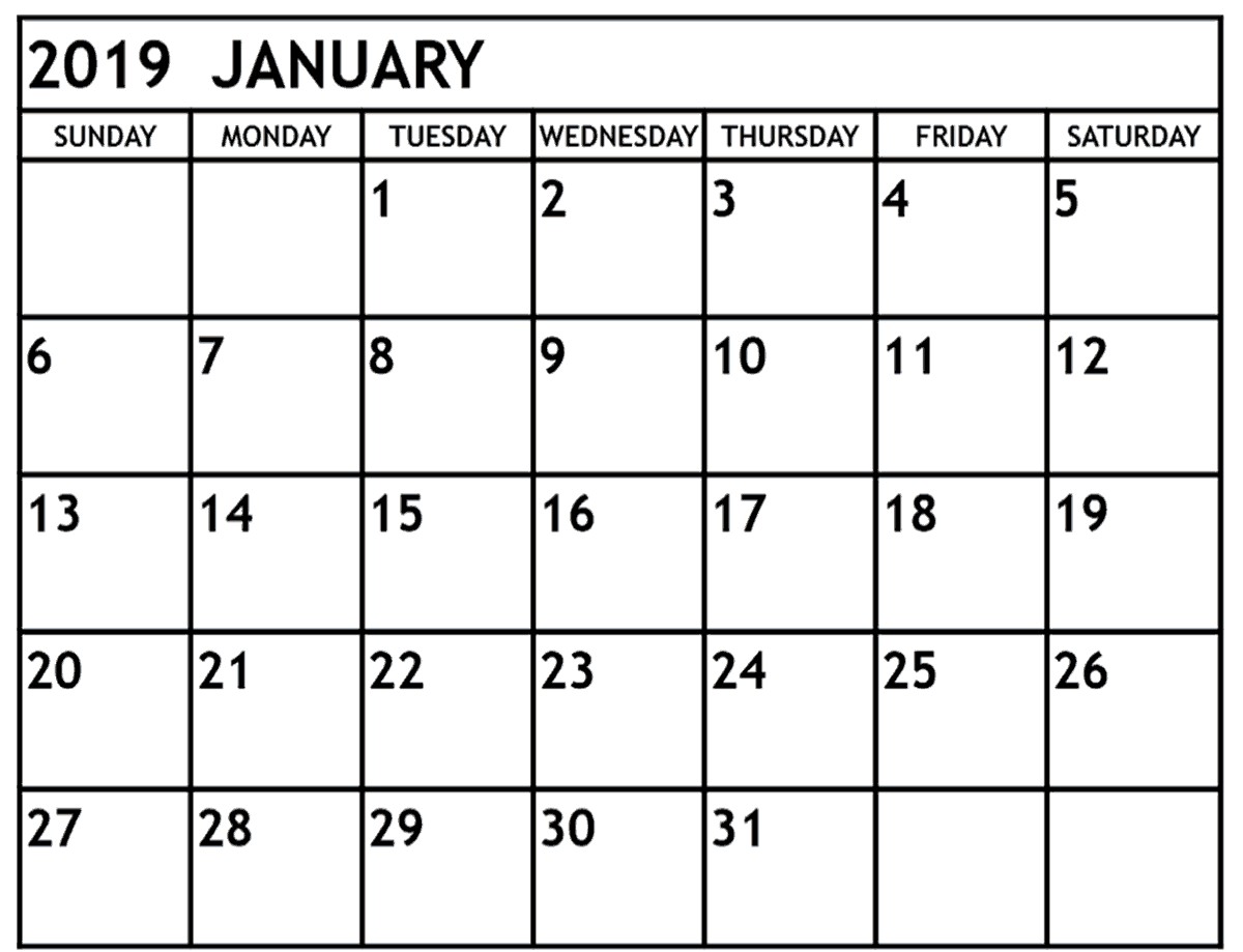 january 2019 calendar with holidays usa