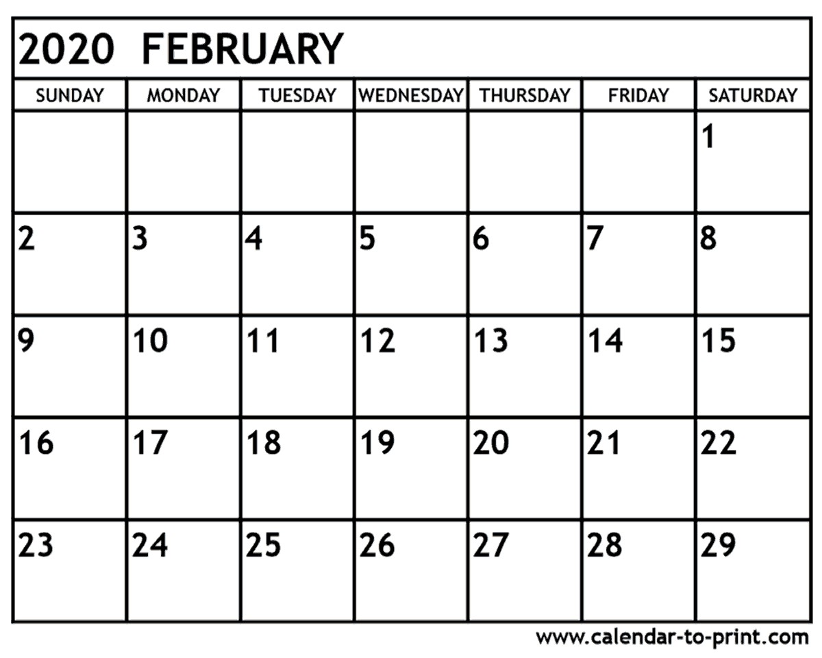 february 2020 calendar