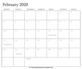 february 2020 printable calendar