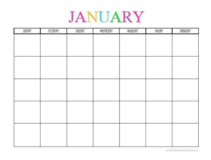 January Calendar 2020 Printable Free Printable Blank Monthly Calendars – 2018 2019 2020