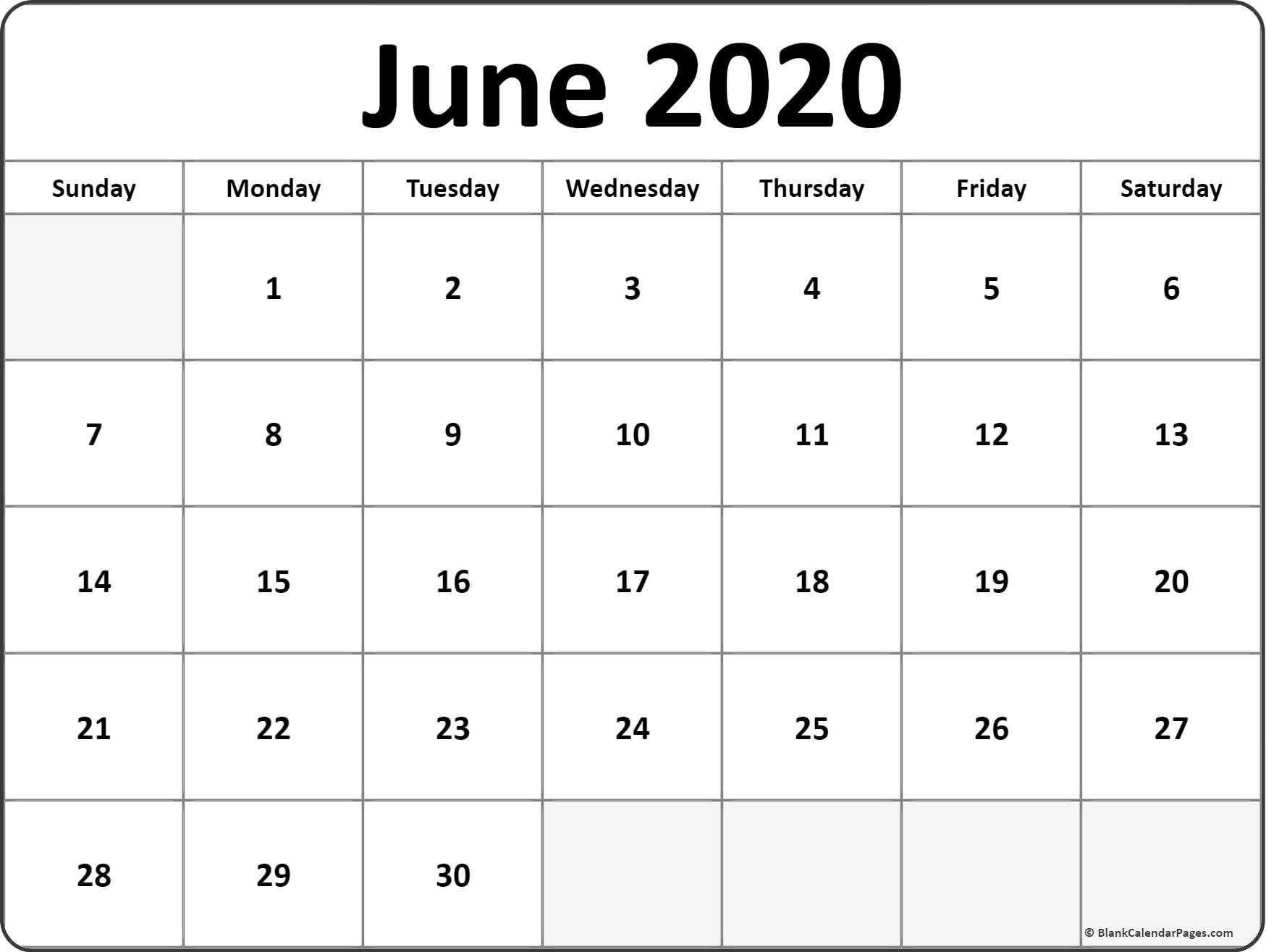 CAL=June 2020 calendar