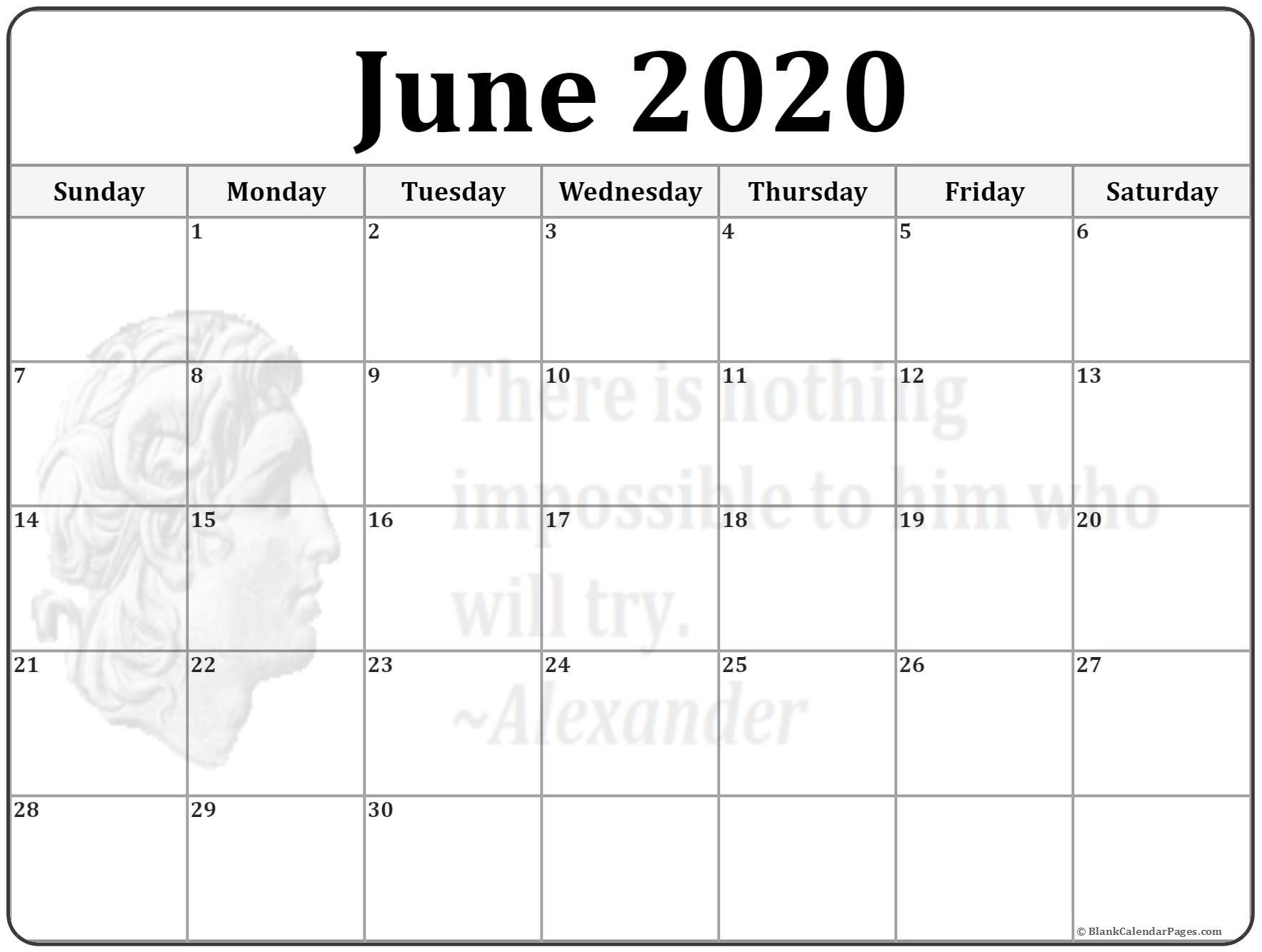 CAL=June 2020 calendar