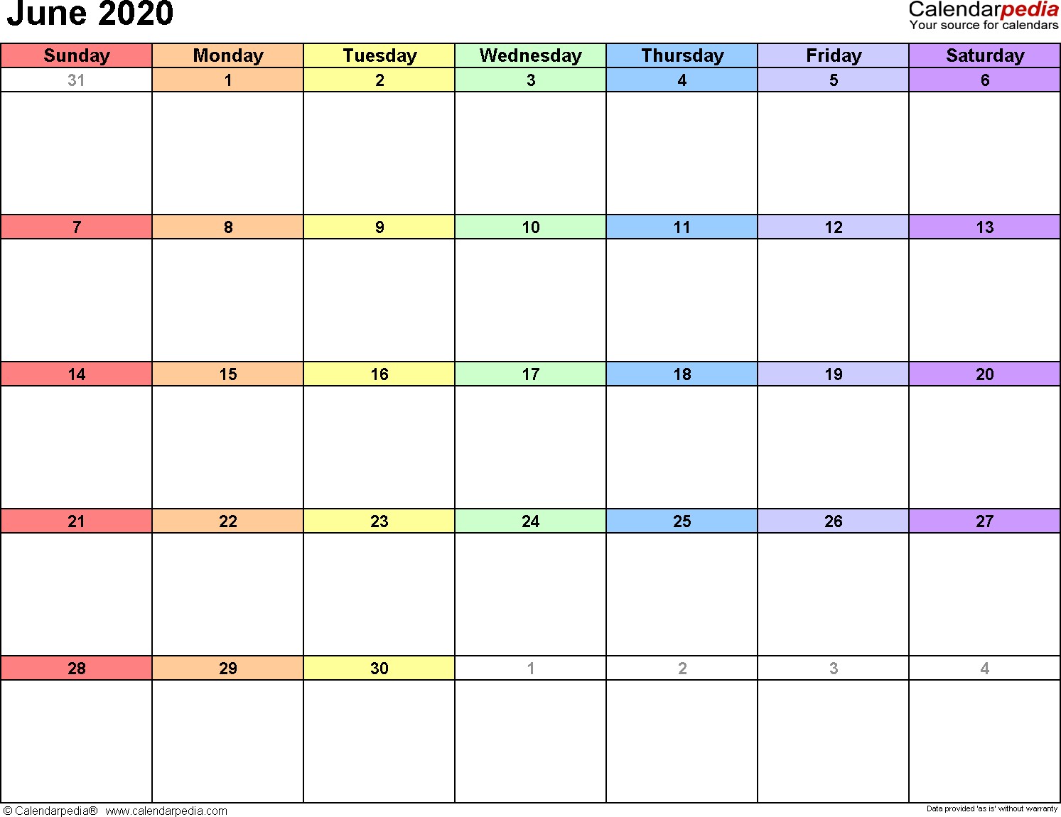 june 2020 calendar