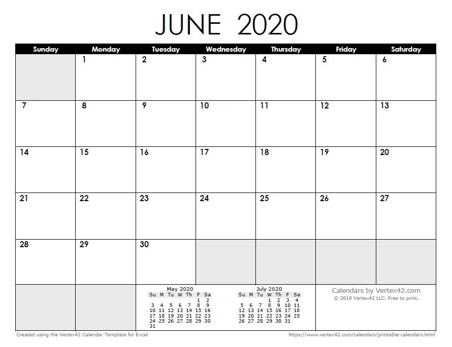 May and June 2020 Calendar Printable 2020 Calendar Templates and