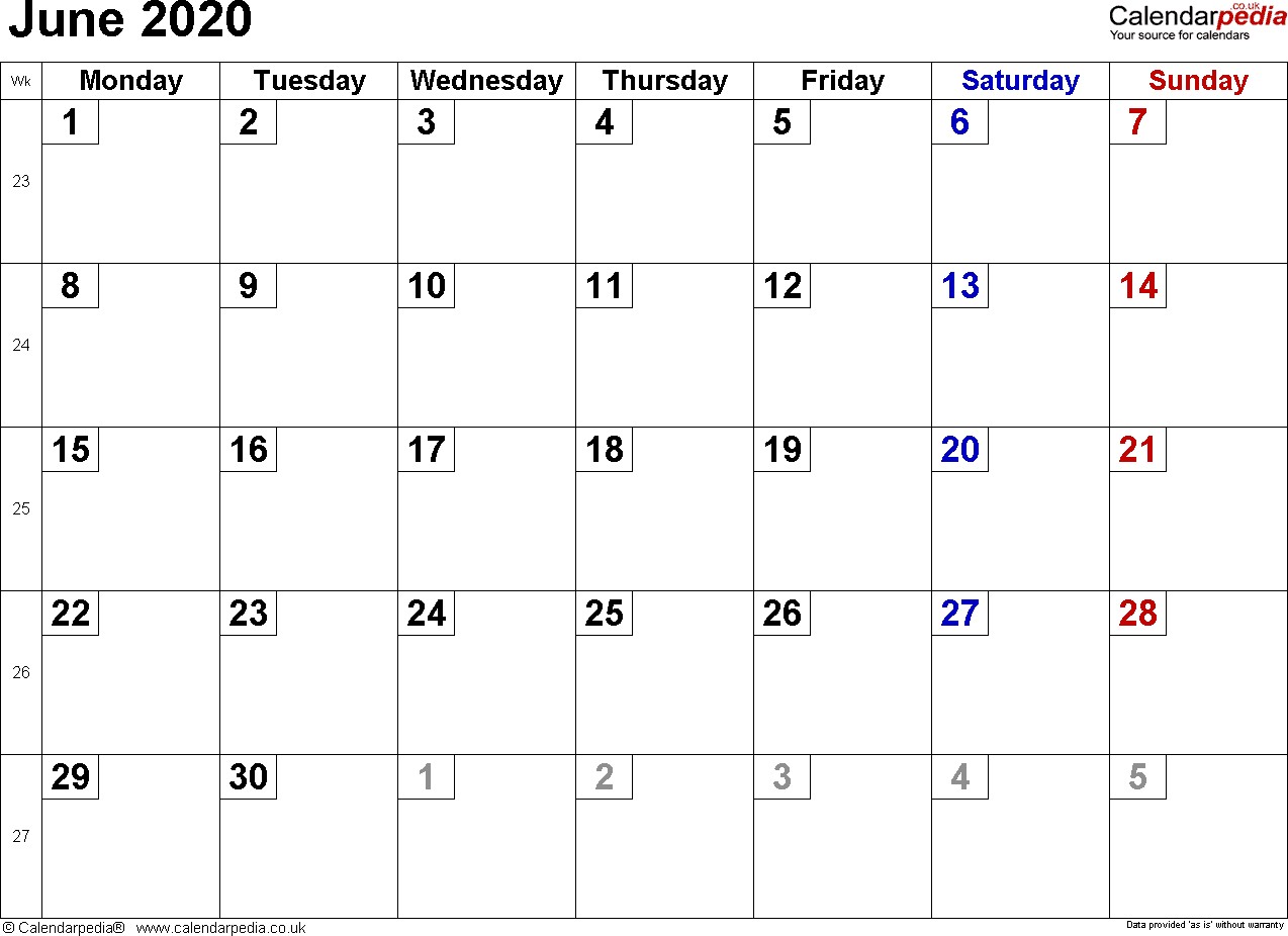 calendar june 2020