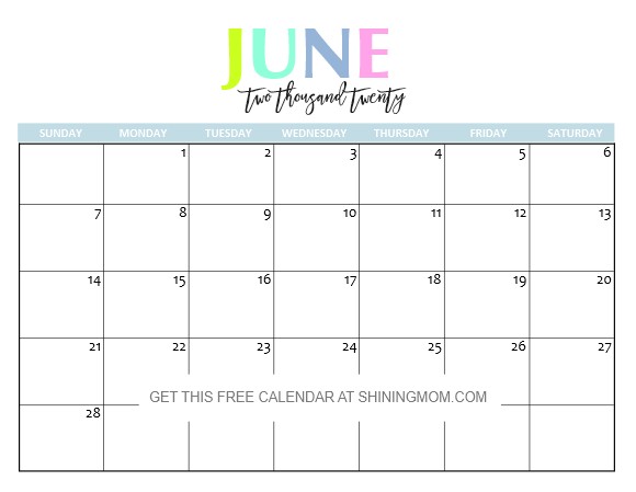 free printable 2020 calendar