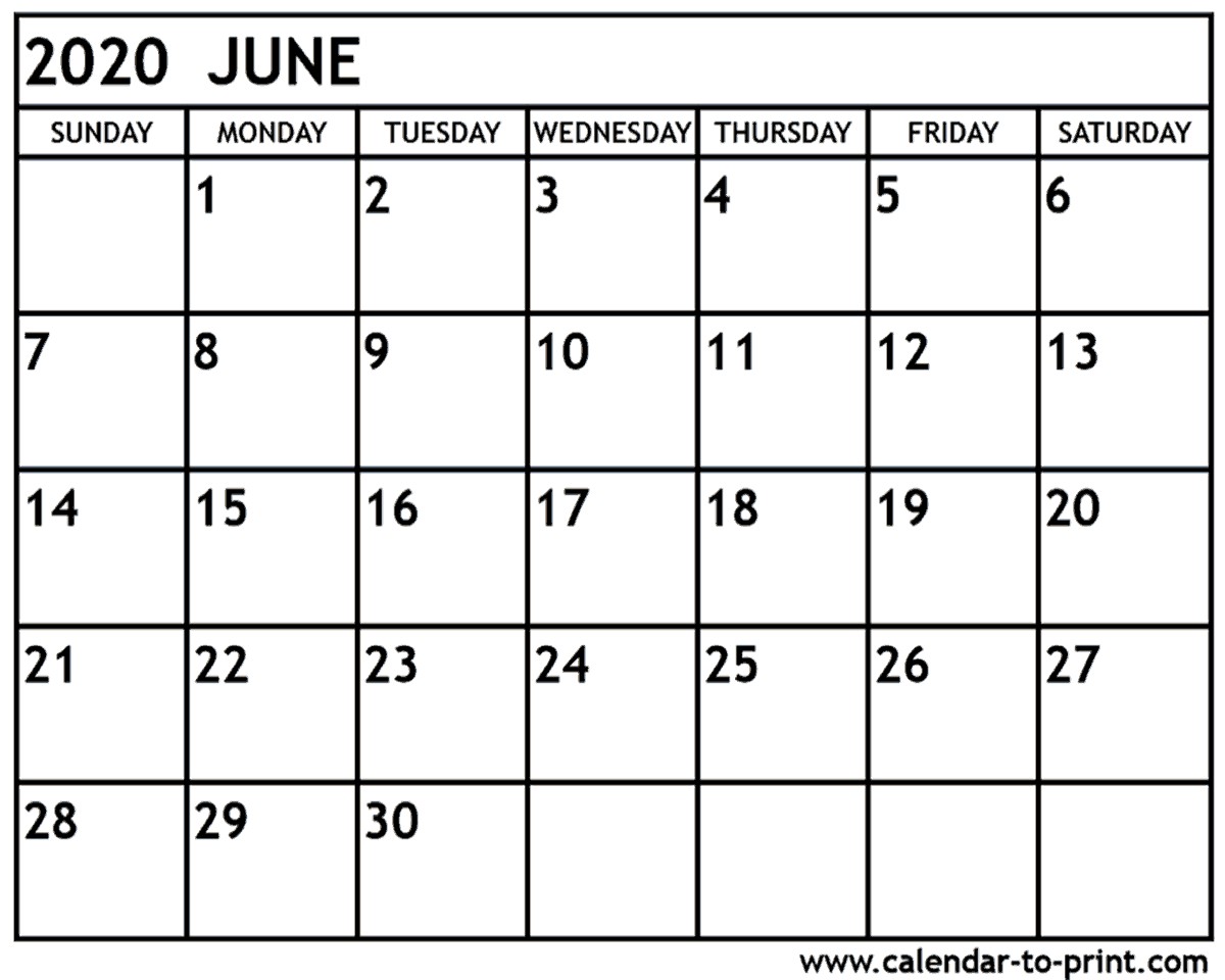 june 2020 calendar