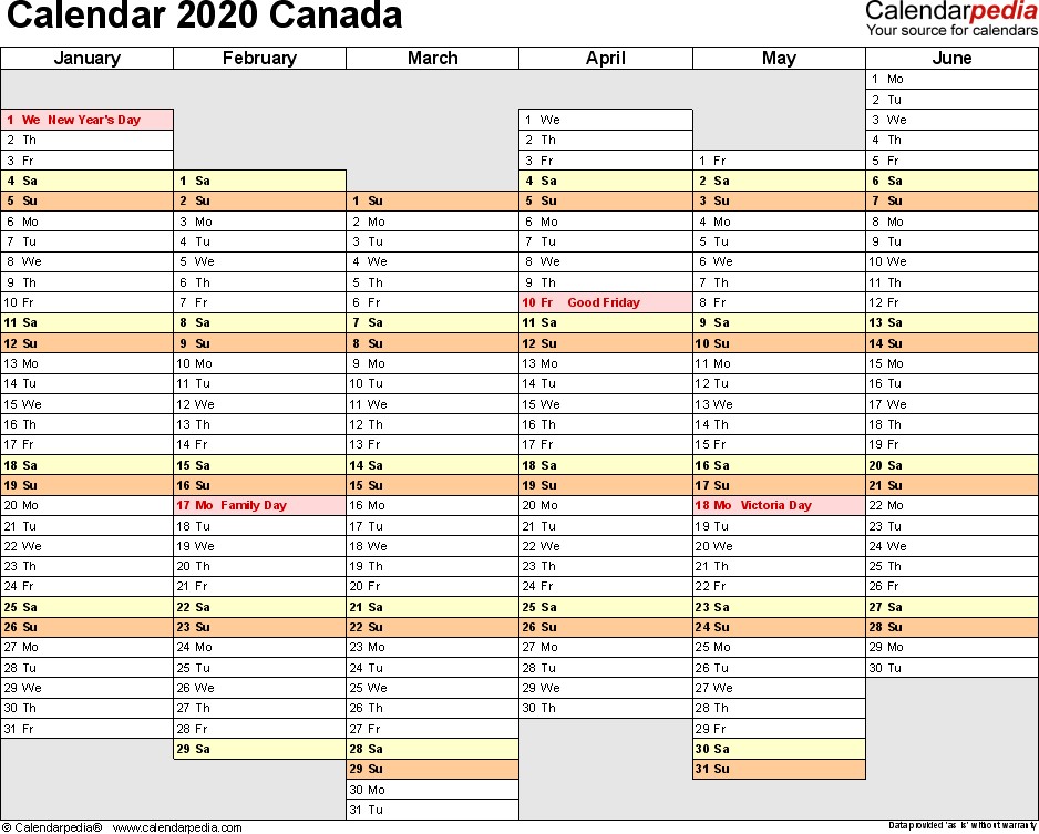 canada calendar 2020 pdf templates