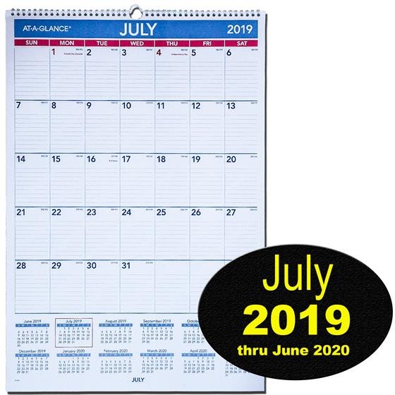 at a glance ay3 28 july 2019 through june 2020 15 5 x 22 75 academic year wall calendar