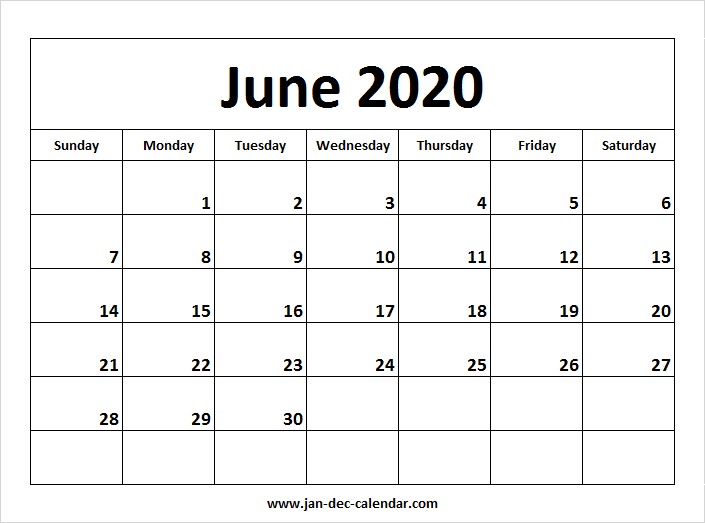 june calendar 2020