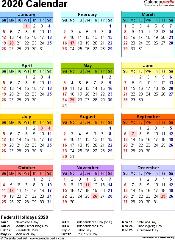 2020 calendar pdf templates