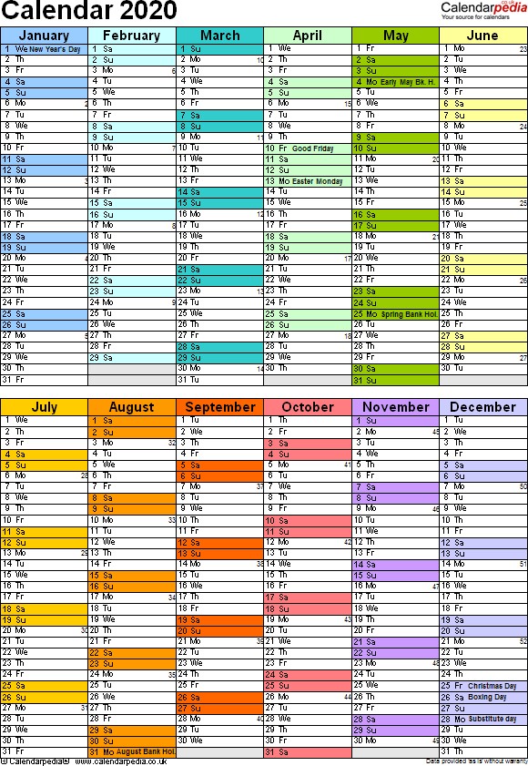 Printable Excel Calendar 2020 | Free Printable Calendar Monthly