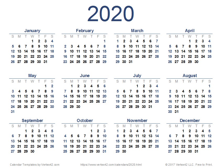 Printable Free Calendars 2020 | Free Printable Calendar Monthly