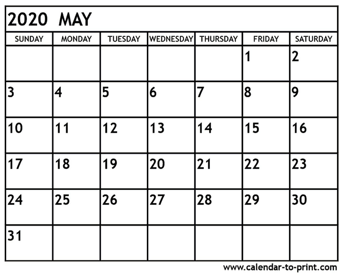 may 2020 calendar