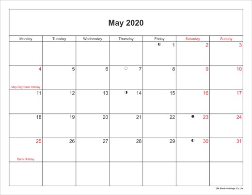 may 2020 calendar printable