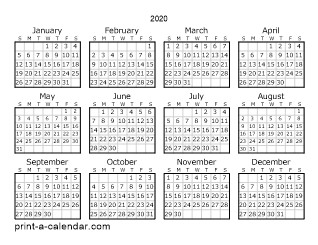 Printable Yearly Calendar 2020 Download 2020 Printable Calendars