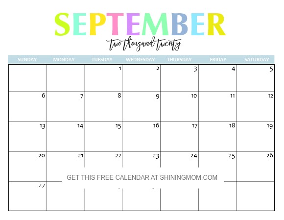 free printable 2020 calendar