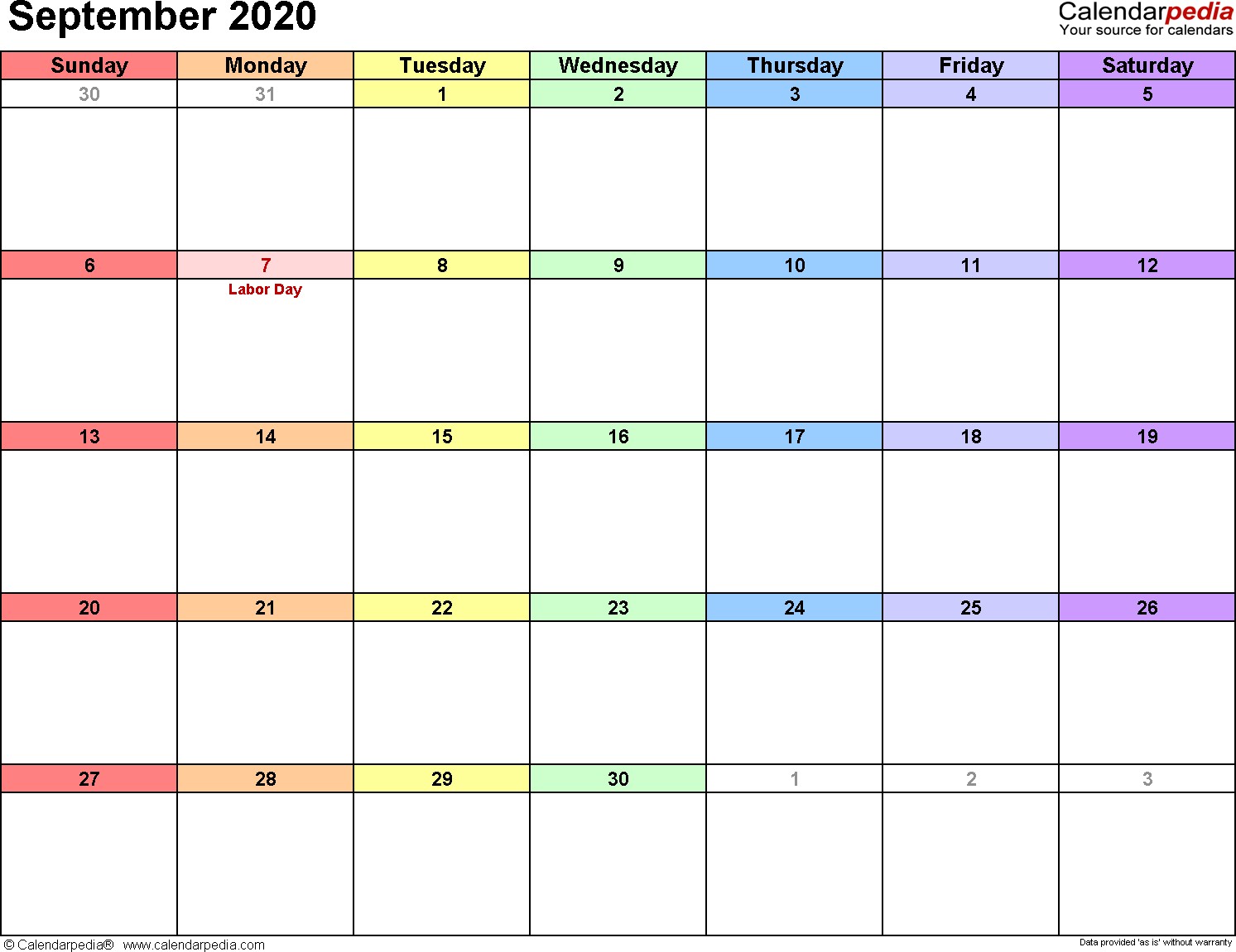 september 2020 calendar