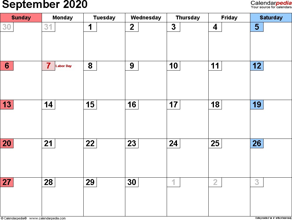 september 2020 calendar