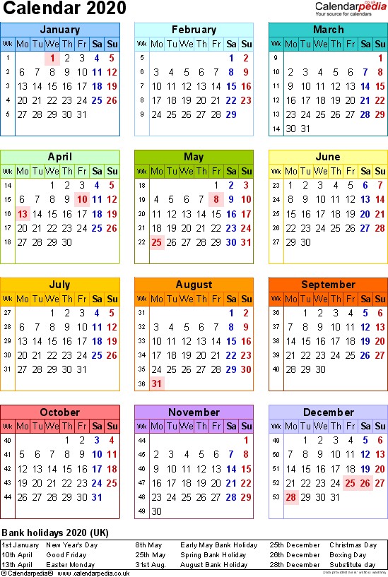 calendar 2020 word templates