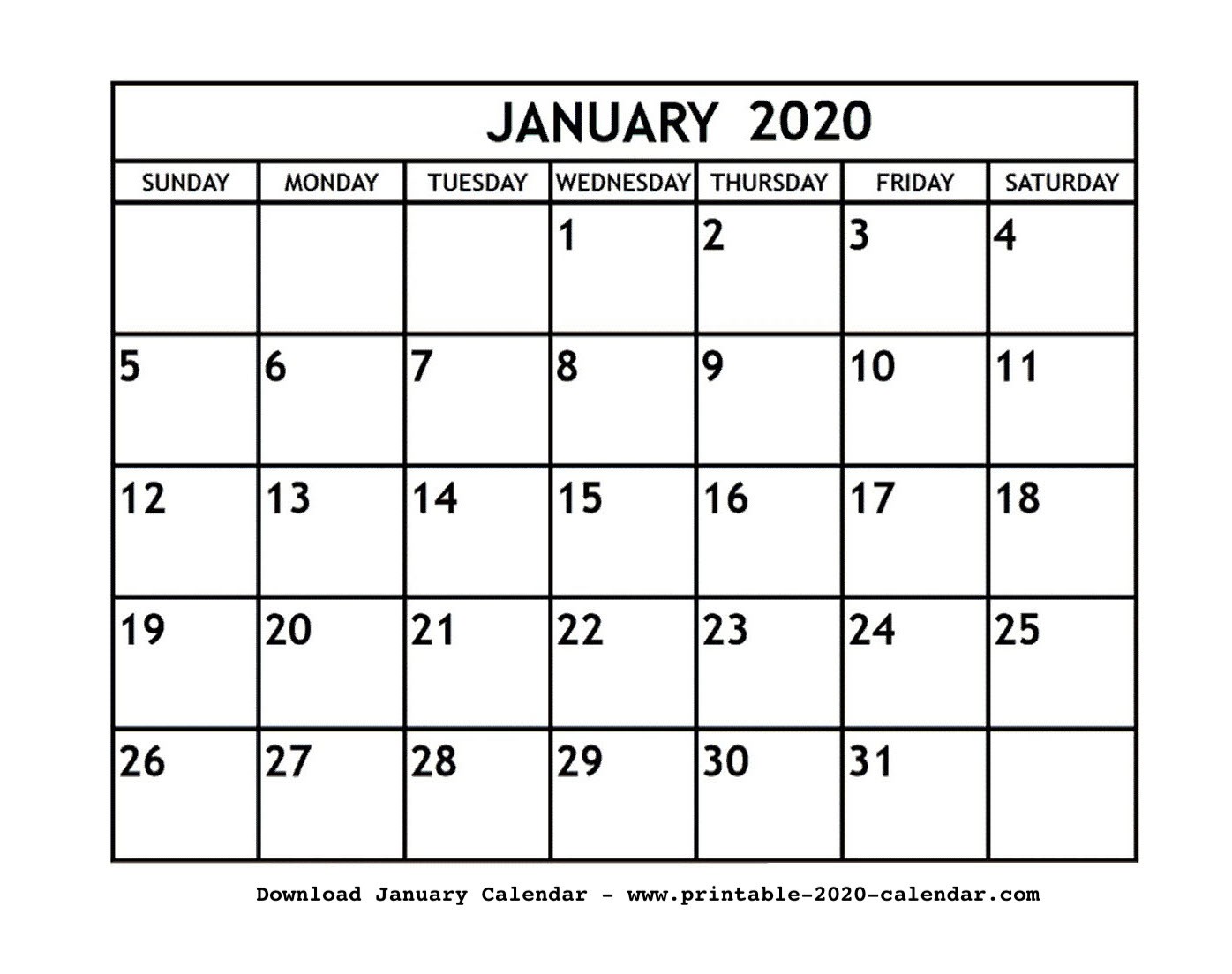 january printable calendar