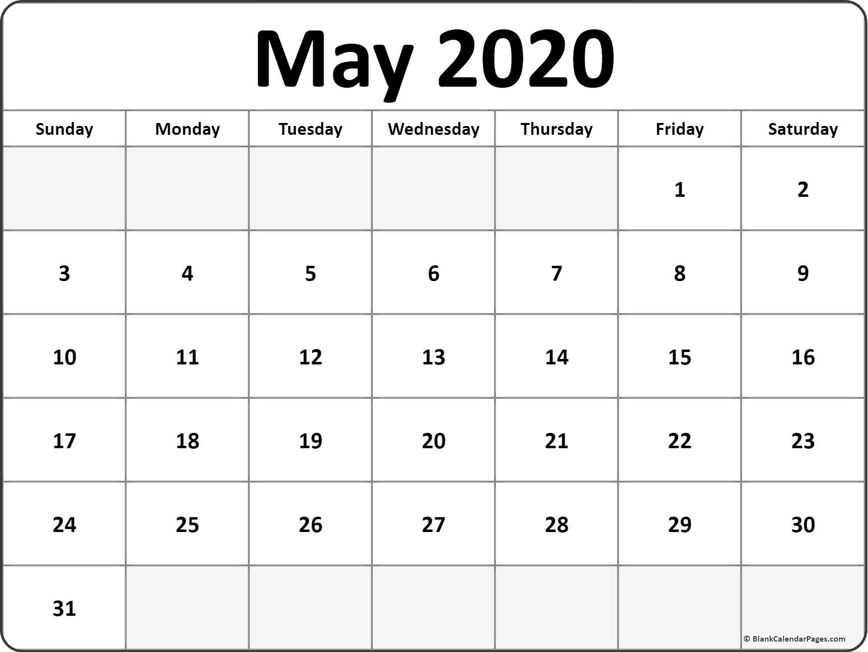 CAL=May 2020 calendar