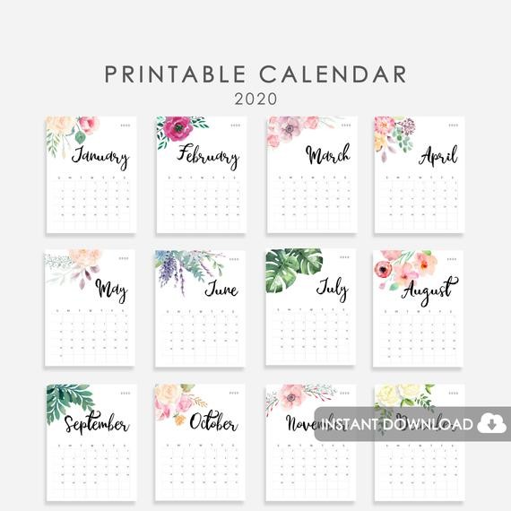 2020 calendar printable desk calendar