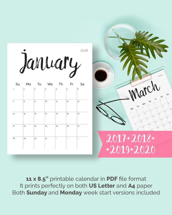 printable calendar 2018 2019 2020 2018