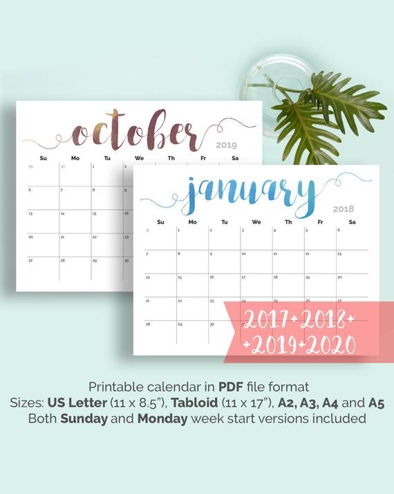 printable calendar 2018 2019 large wall