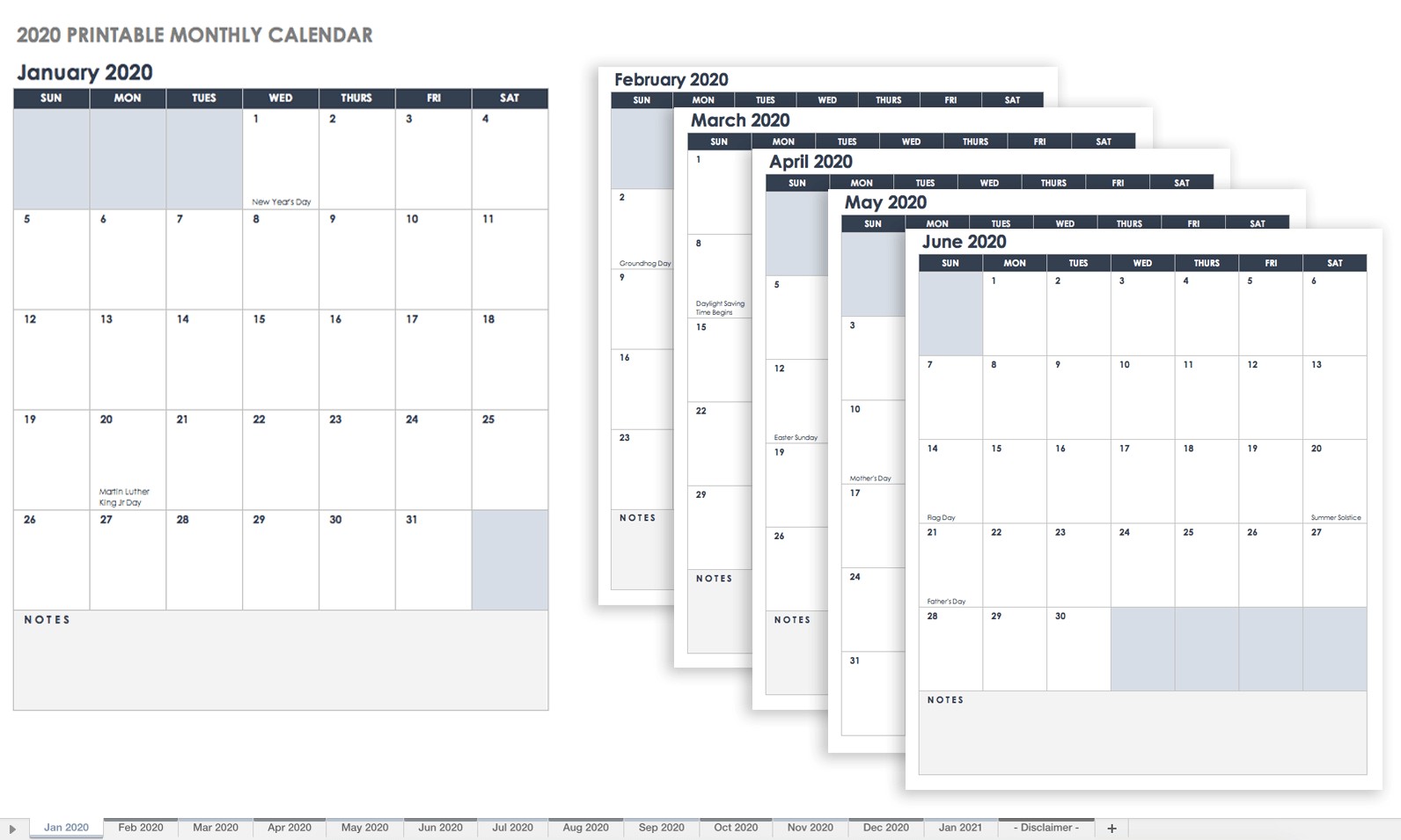 Free 2020 Monthly Printable Calendar Make A 2018 Calendar In Excel Includes Free Template