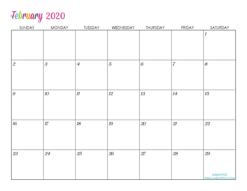 Free Printable 2020 Calendar by Month Custom Editable 2020 Free Printable Calendars Sarah Titus