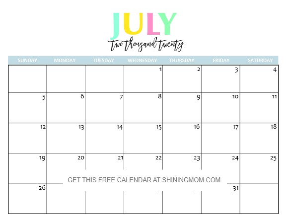 free printable 2020 calendar