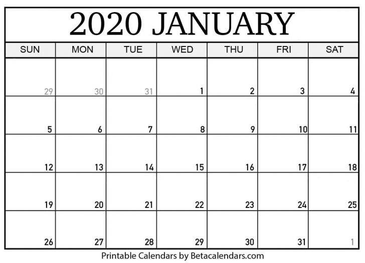 Printable January Calendars 2020 | Free Printable Calendar Monthly