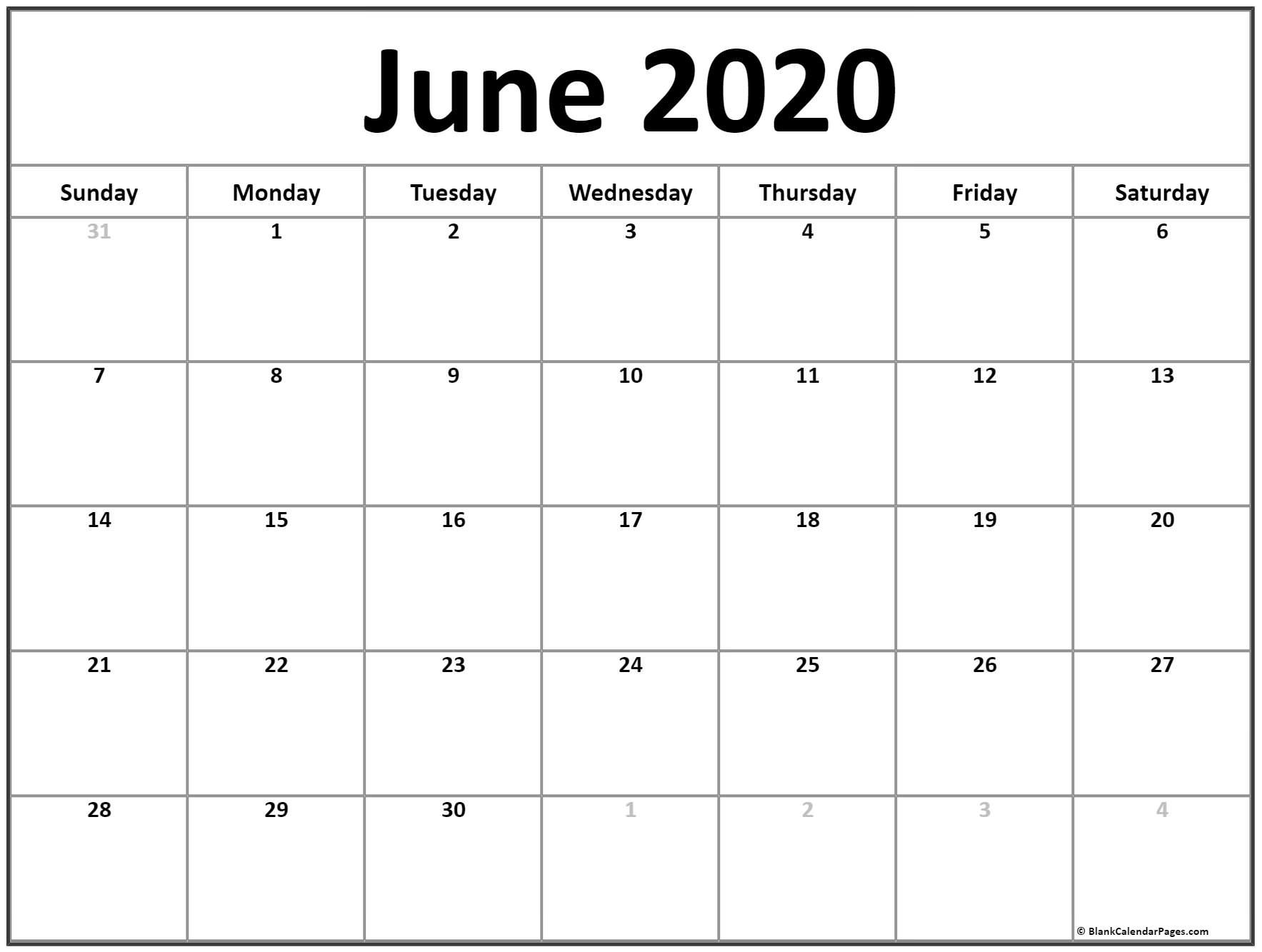 June 2020 calendar