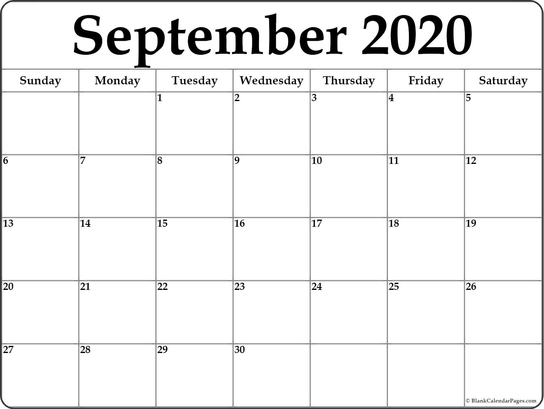 September 2020 Calendar Printable September 2020 Blank Calendar Collection