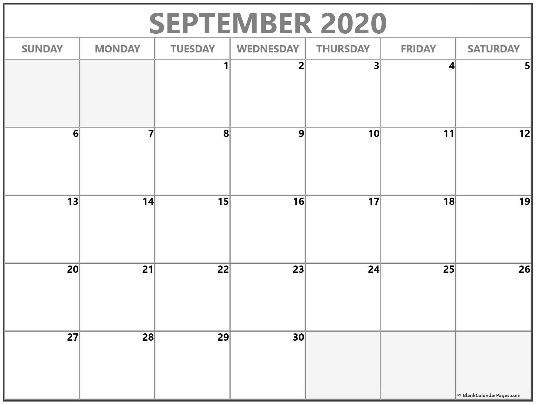 September 2020 calendar