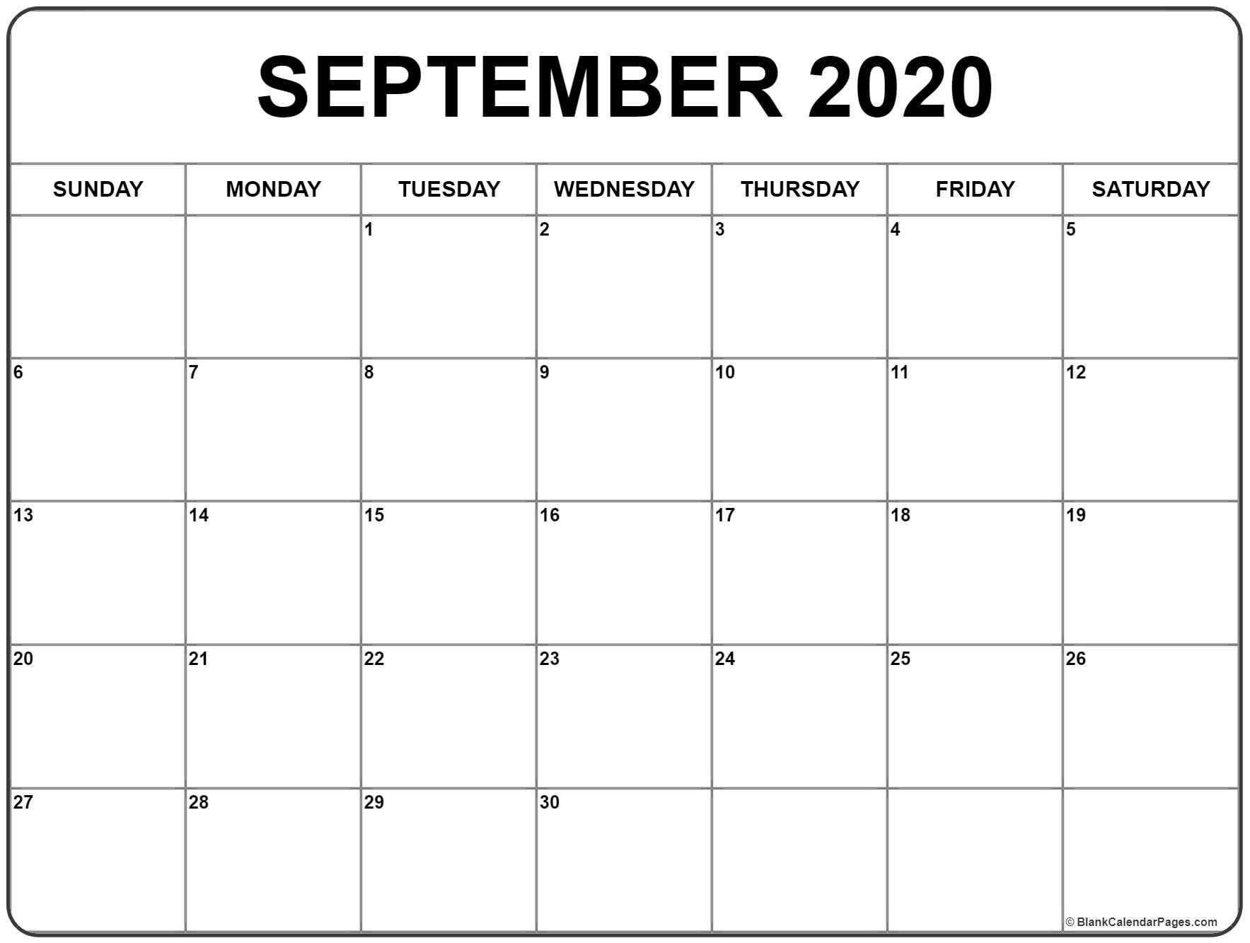 September 2020 calendar