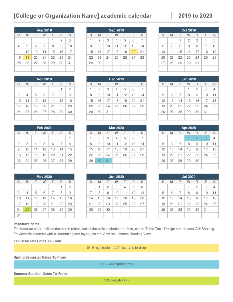 2019 2020 academic calendar TM