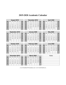 2019 2020 Academic Calendar