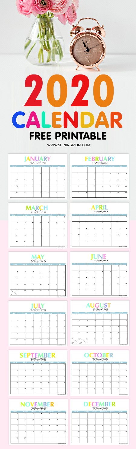 free printable 2020 calendar