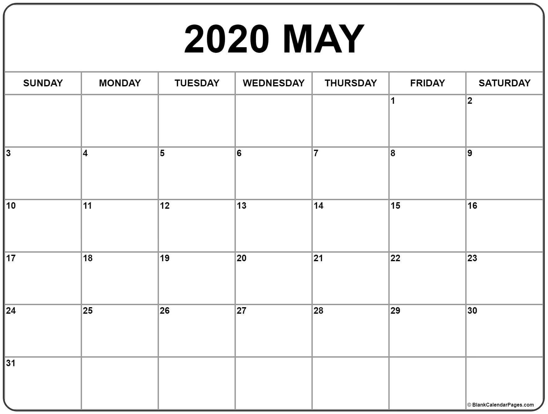 May 2020 calendar